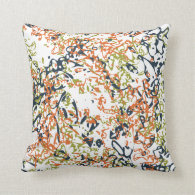 Abstract Scribbly Pillow in Orange and Blue