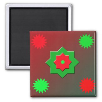 Abstract Shapes in Red and Green Magnet magnet