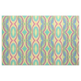 Abstract Shapes Pattern Pink Yellow Green Blue Fabric
