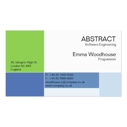 Abstract Sky Blue & Green Business Card Templates (front side)