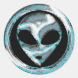 Abstract Space Alien Head Round Stickers