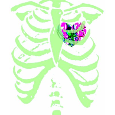 abstract sparrow heart  mint green rib cage shirt by brobob64
