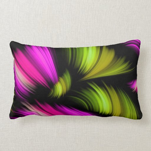 Abstract Spectrum Ribbons Pink Green Throw Pillows