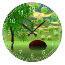 Abstract Spring Renewal – Lemon & Lime Life Force wall clocks