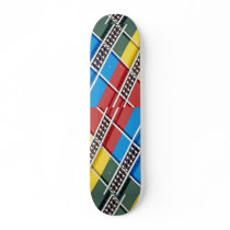 Abstract Steel balls and rods on multicolored acry Skate Boards