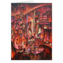 Abstract Stringed Instruments Notecards cards
