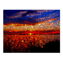 Abstract Sunset Postcard