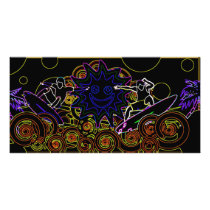 Abstract Surfers Picture Card