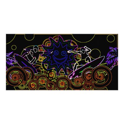 Abstract Surfers Picture Card by creative_eye