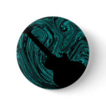 Abstract Swirls Guitar Button, Teal