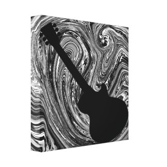 Abstract Swirls Guitar Canvas Print, Black & White zazzle_wrappedcanvas
