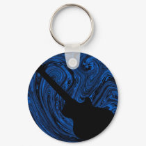 Abstract Swirls Guitar Keychain, Blue