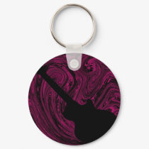 Abstract Swirls Guitar Keychain, Magenta
