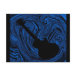 Abstract Swirls Guitar Postcard, Blue