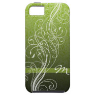 Abstract Swirls on bright green with Monogram iPhone 5 Case