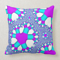 Abstract Teal Purple Fractal Design Accent Pillows