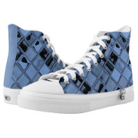 Abstract Tiles Light Blue High Tops Printed Shoes
