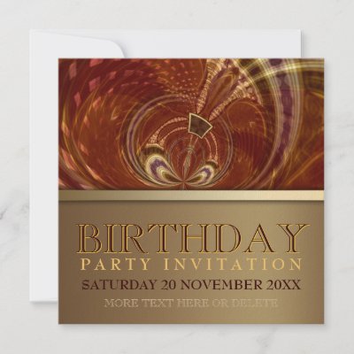 Abstract Trance Golden Birthday Party Invitation