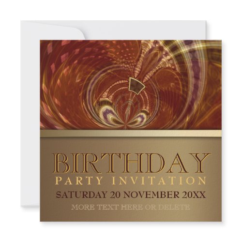 Abstract Trance Golden Birthday Party Invitation invitation
