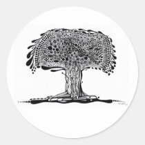 artsprojekt, nature, ink, leaves, abstract, garden, blackandwhite, original, contemporary, tree, plants, drawing, Sticker with custom graphic design
