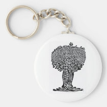 artsprojekt, nature, ink, leaves, abstract, garden, blackandwhite, original, contemporary, tree, plants, drawing, Keychain with custom graphic design