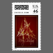 Abstract Tree Merry Christmas stamps