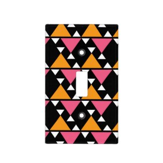 Abstract Tribal Geometric Pattern On Black Light Switch Covers