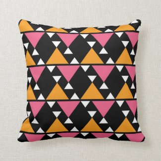 Abstract Tribal Geometric Pattern On Black Pillows