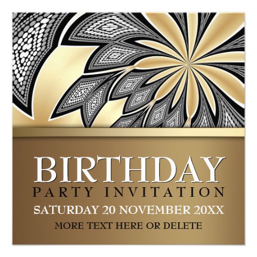 Abstract Tribal Golden Birthday Party Invitation