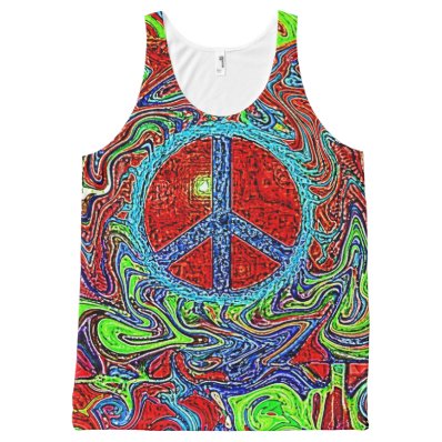 Abstract Trippy Peace Sign All-Over Print Tank Top