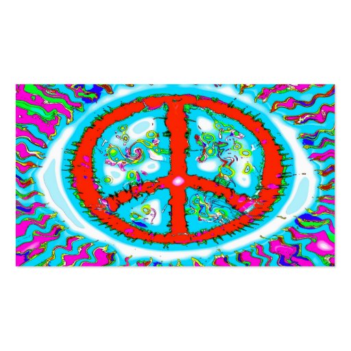Abstract Trippy Peace Sign Business Card Templates (back side)
