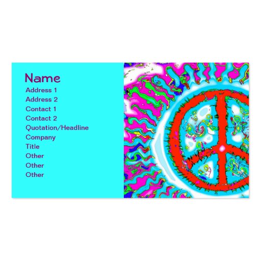 Abstract Trippy Peace Sign Business Card Templates (front side)