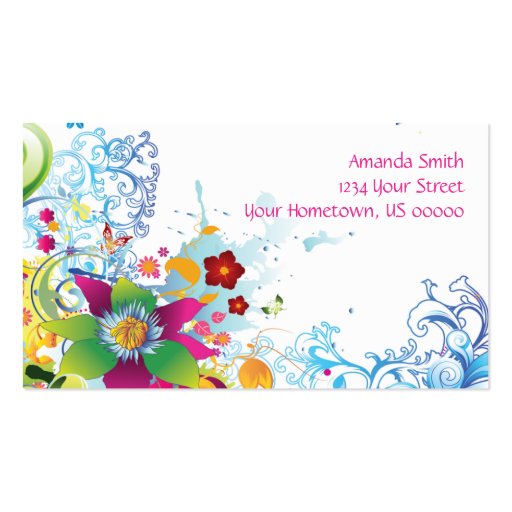 Abstract Tropical Flowers and Swirls Business Card