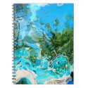 Abstract Turquoise Ocean Blue &amp; Seaweed Green Notebooks