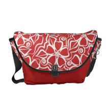 Abstract Urban Floral White & Brick Red Courier Bags