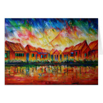 Abstract Village Cityscape XX - Notecard cards