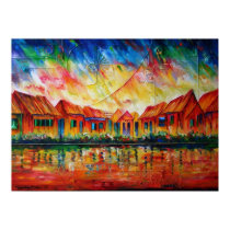 Abstract Village Cityscape XX posters