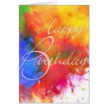 Abstract Watercolor Birthday Card