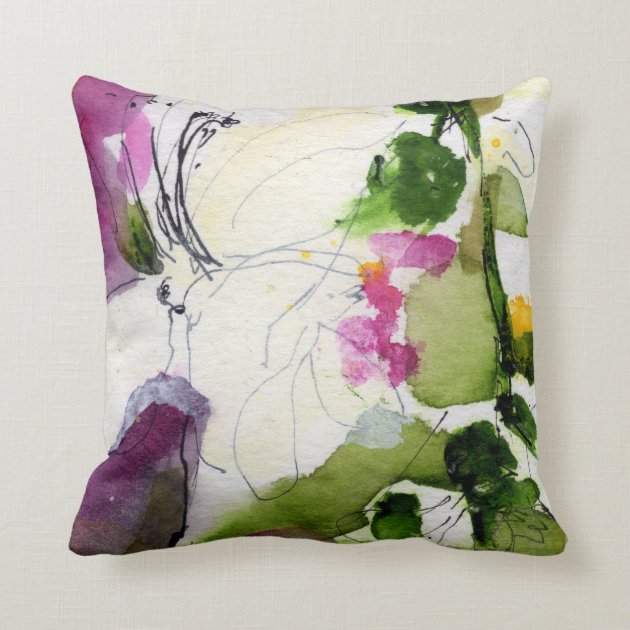 Abstract Watercolor Design Mix and Match Sides Throw Pillow