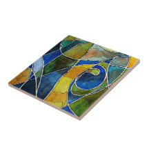 Abstract Watercolor Pen & Ink Tile