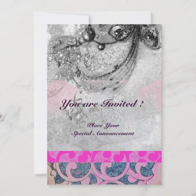 ABSTRACT WAVES Black WhiteFuchsia Pink Wedding Custom Announcement by 
