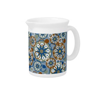 Abstract Wheels and Circles Pattern Beverage Pitcher