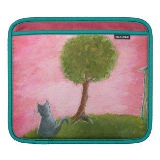 Abstract Whimsical Cat Art Painting iPad Sleeve