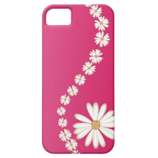 Abstract White Daisies on Pink iPhone 5 Case