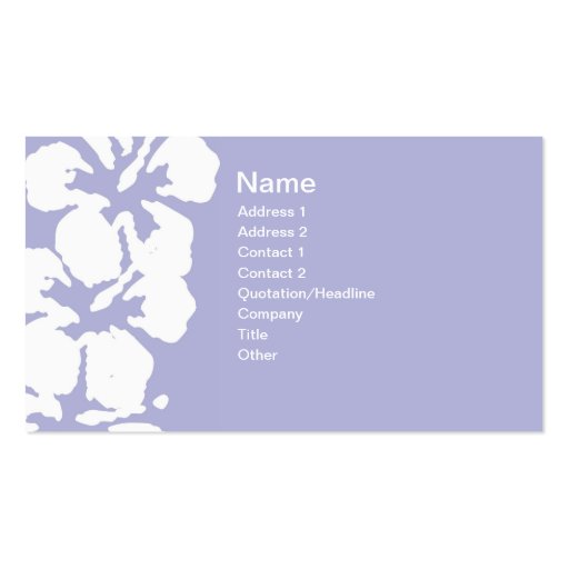 Abstract White Hibiscus Flowers on Lavender Business Card