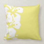 Abstract White Hibiscus Flowers on Yellow Pillow