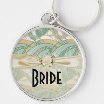 abstract white lily art nouveau pattern art key chains