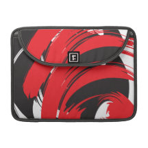 Abstract White Red Black Strokes Rickshaw Flap Sle Sleeves For MacBooks