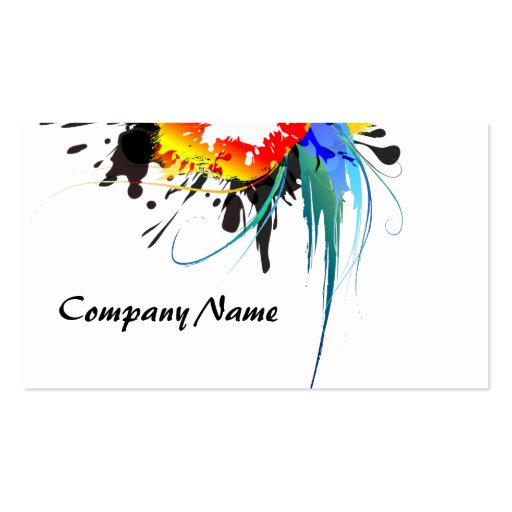 Abstract Wild Parrot Paint Splatters Business Cards (front side)