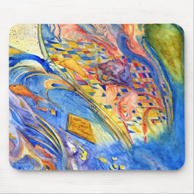 Abstract with Fish Against the Stream Mouse Pad by Artist_Lenora